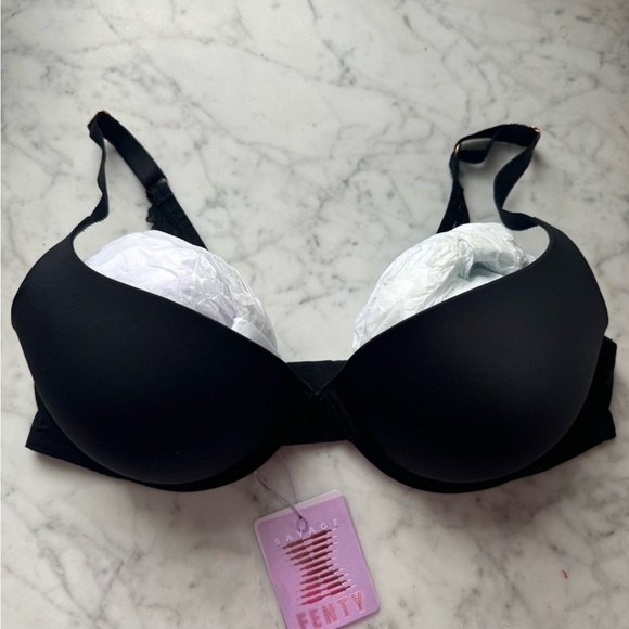 Savage X Fenty Push-Up Bra Set — Black & Nude Microfiber Plunge Bras, NWT - Picture 2 of 7